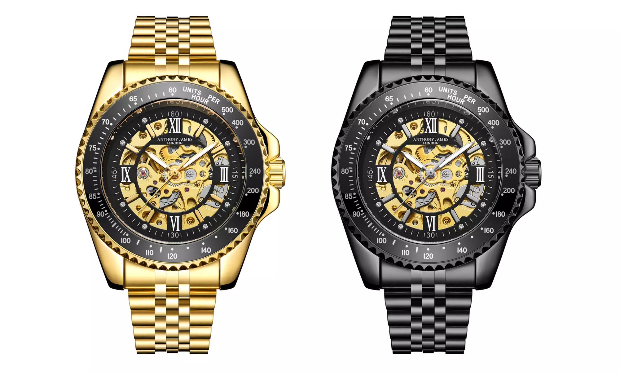 Montre automatique avec cadran ouvert et tachymètre par Anthony James, coloris au choix - Primary Image