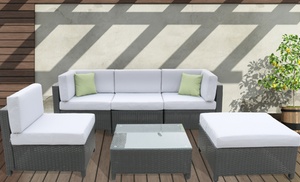 Outdoor Rattan-Effect Sofa Set