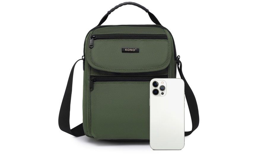 Image 8: Bolso bandolera resistente con múltiples bolsillos
