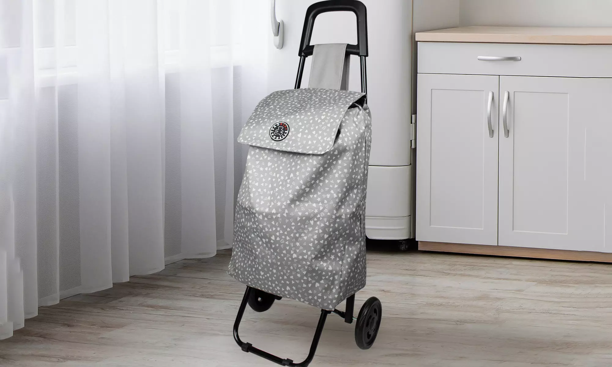 Chariot de courses 2 roues à pois en caoutchouc, 35 L, de Lulu Castagnette - Primary Image