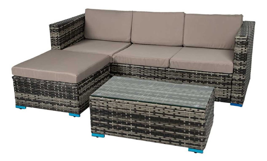 Image 4: Four-Seater Rattan Sofa Set