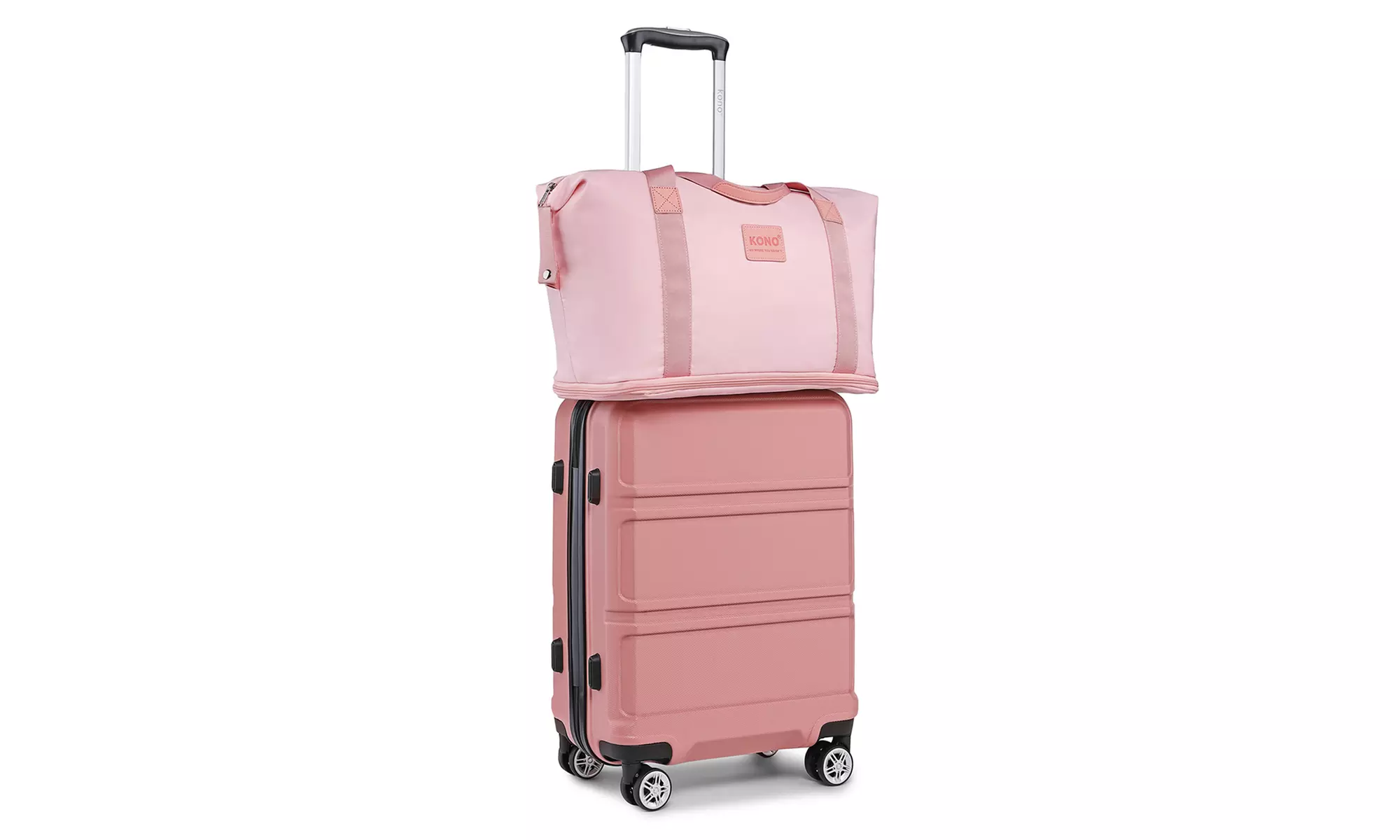 1x, 2x, 3x oder 4x KONO Hartschalen-Koffer- und Reisetaschen-Set in Rosa/Beige in der Größe nach Wahl