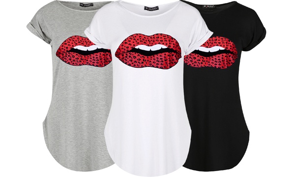 leopard lips t shirt dress