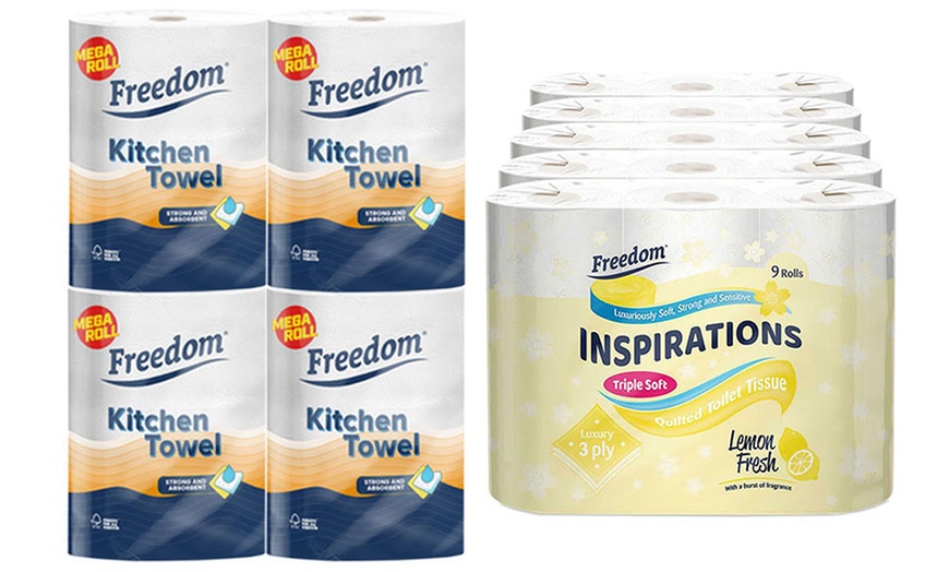 Image 11: 45 or 90 Freedom 3Ply Rolls and 24 Rolls Jumbo Rhino Kitchen Towels