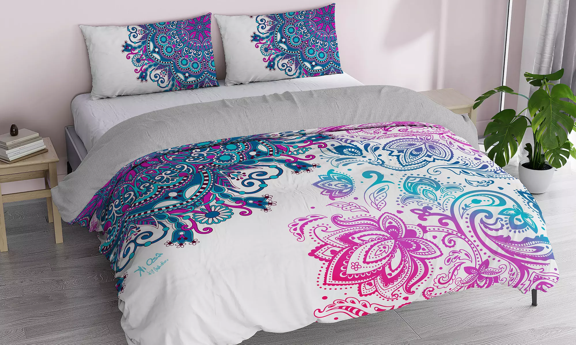 Parure copripiumino Kiosa in stampa digitale