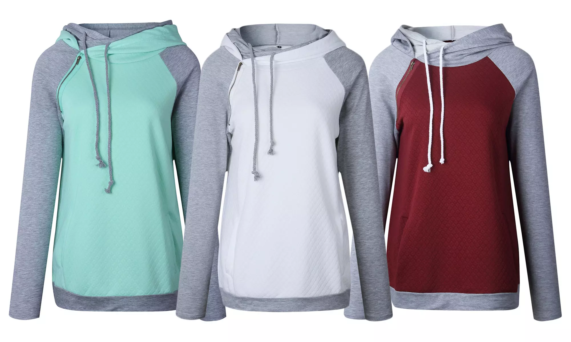Women’s Side-Zippered Ribbed Hoodie - Primary Image