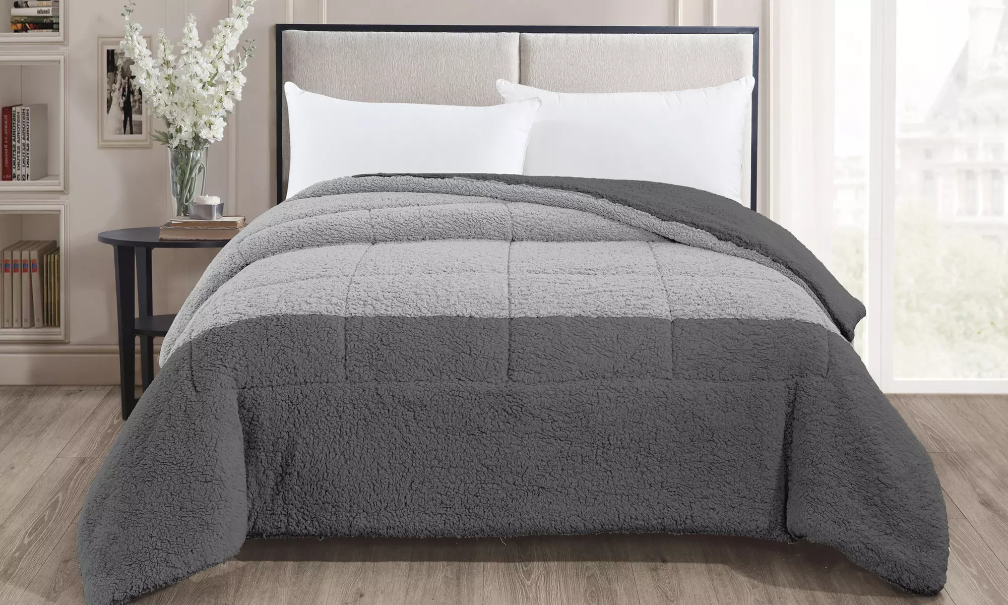 Couette double bicolore sherpa