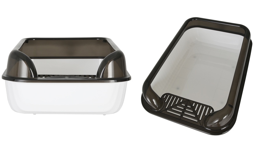 Image 3: Semi-Closed Cat Litter Box with Anti-Splash Design