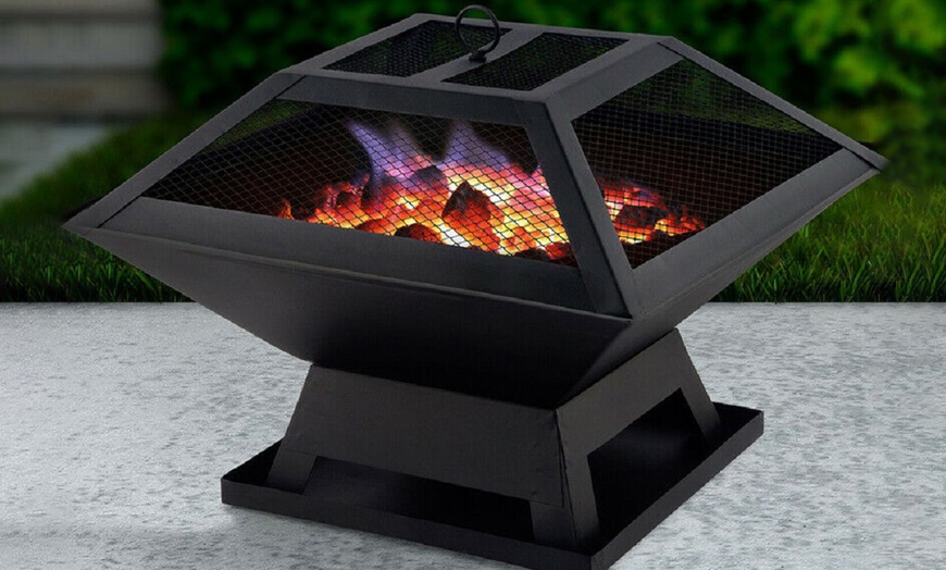 Image 3: Square BBQ Grill Fire Pit