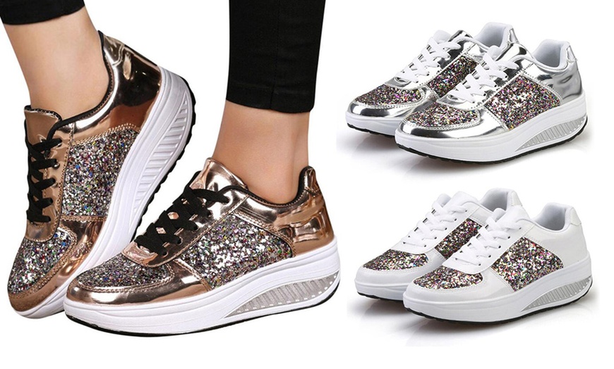 Image 1: Women's Glitter Sneakers