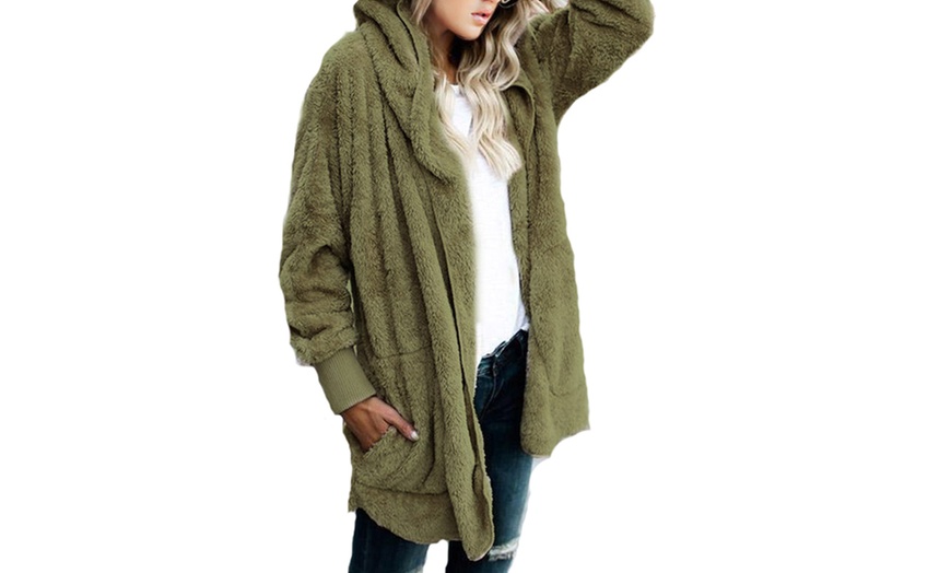 Image 8: Teddy Fleece Hooded Cardigan