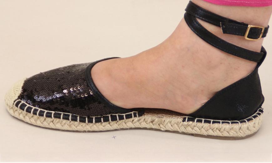 Image 2: Kelsi Women's Flat Espadrilles with Sequin Details