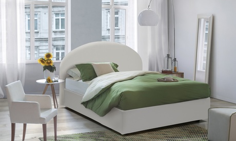 Letto Luna in ecopelle con materasso in memory opzionale disponibile in 4 dimensioni e 2 colore