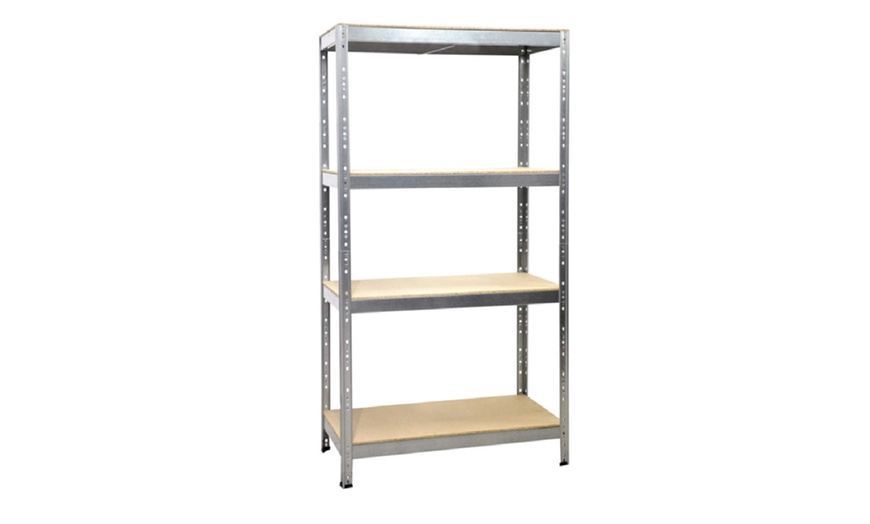 Image 3: Four-Tier Galvanized Metal Shelving Rack