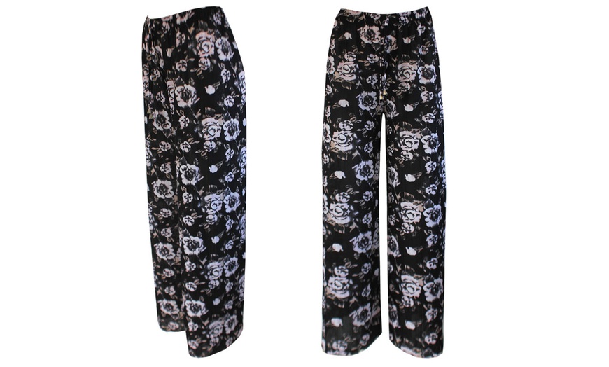 Image 2: Floral Printed Palazzo Trousers