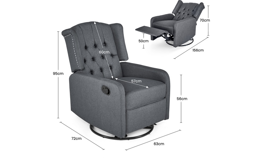 Image 16: Manual Swivel Fabric Recliner Chair