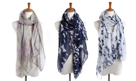 Écharpe légère motif papillon pour femme