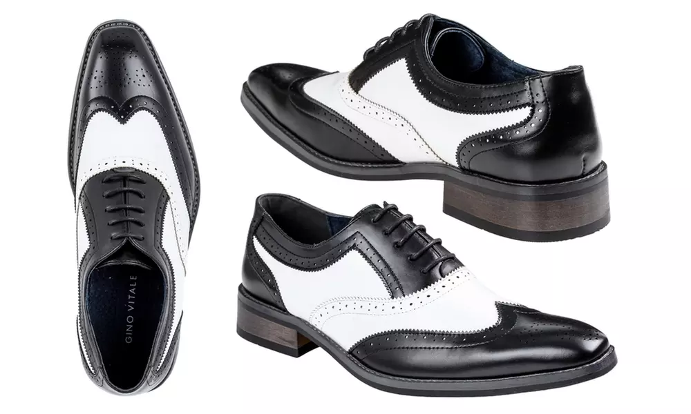 Gino Vitale Men's Two-Tone Wing-Tip Oxford Shoes - Second Medium