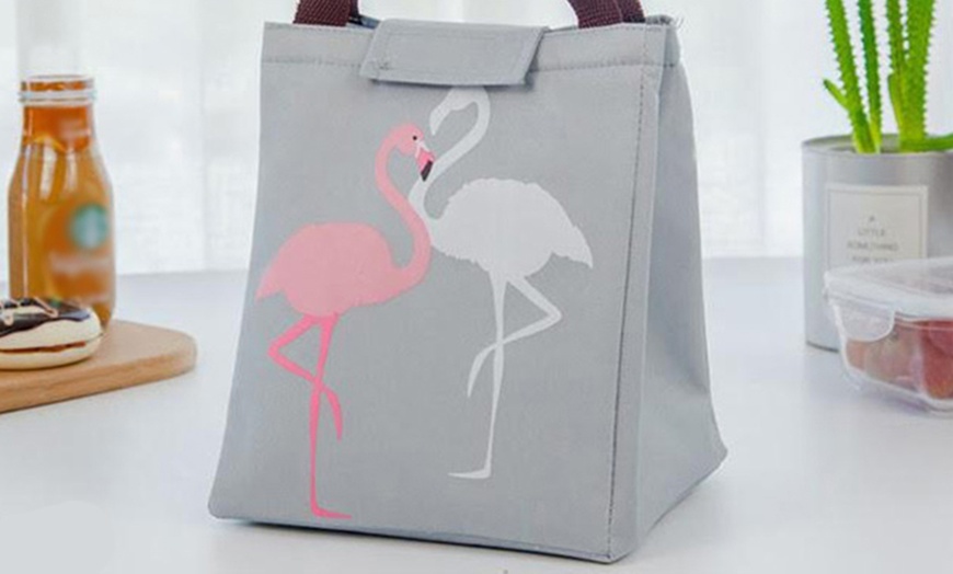 Image 7: Flamingo Insulated Lunch Bag