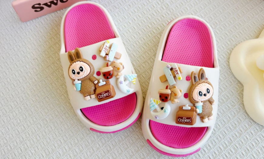 Image 2: Labubu-Inspired kids Cute Cartoon Slippers
