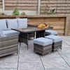Image 3: Rattan-Effect Corner Dining Set with Cushions