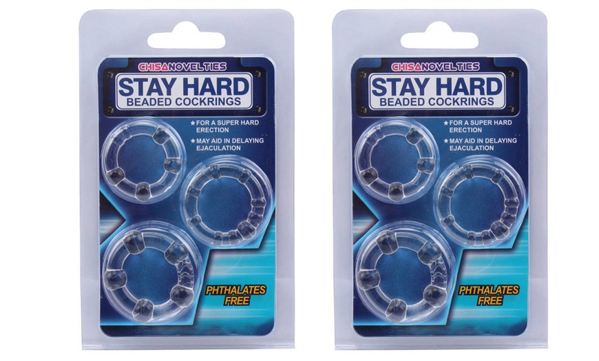 Image 4: One, Two or Three Sets of Stay Hard Beaded C-Rings