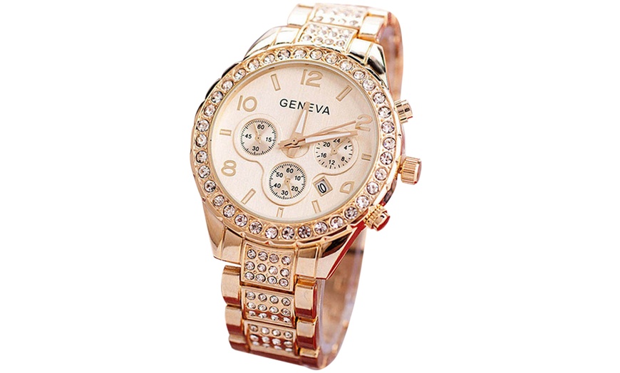 Image 2: Women's Crystal Quartz Geneva Watch