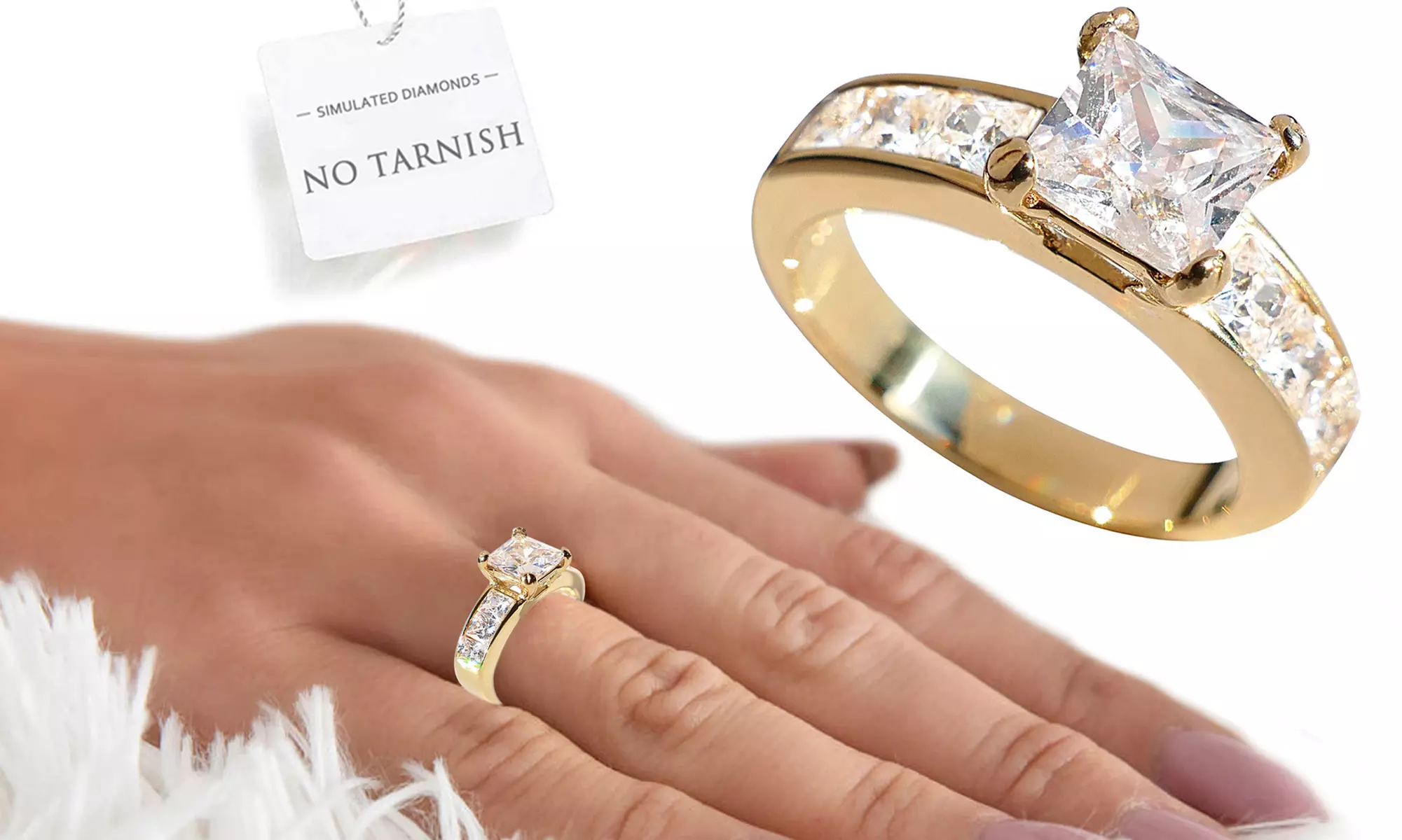 Bague en or sur acier inoxydable imitation diamant Ah! Jewellery® - Primary Image