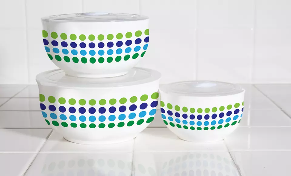 Ceramic Bowl Set with Microwave Vent Lids (6-Piece) - Primary Image