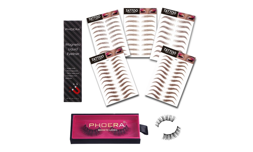 Image 9: Glamza 4D Eyebrow Tattoo and Phoera Magnetic Eyeliner and Lashes Set