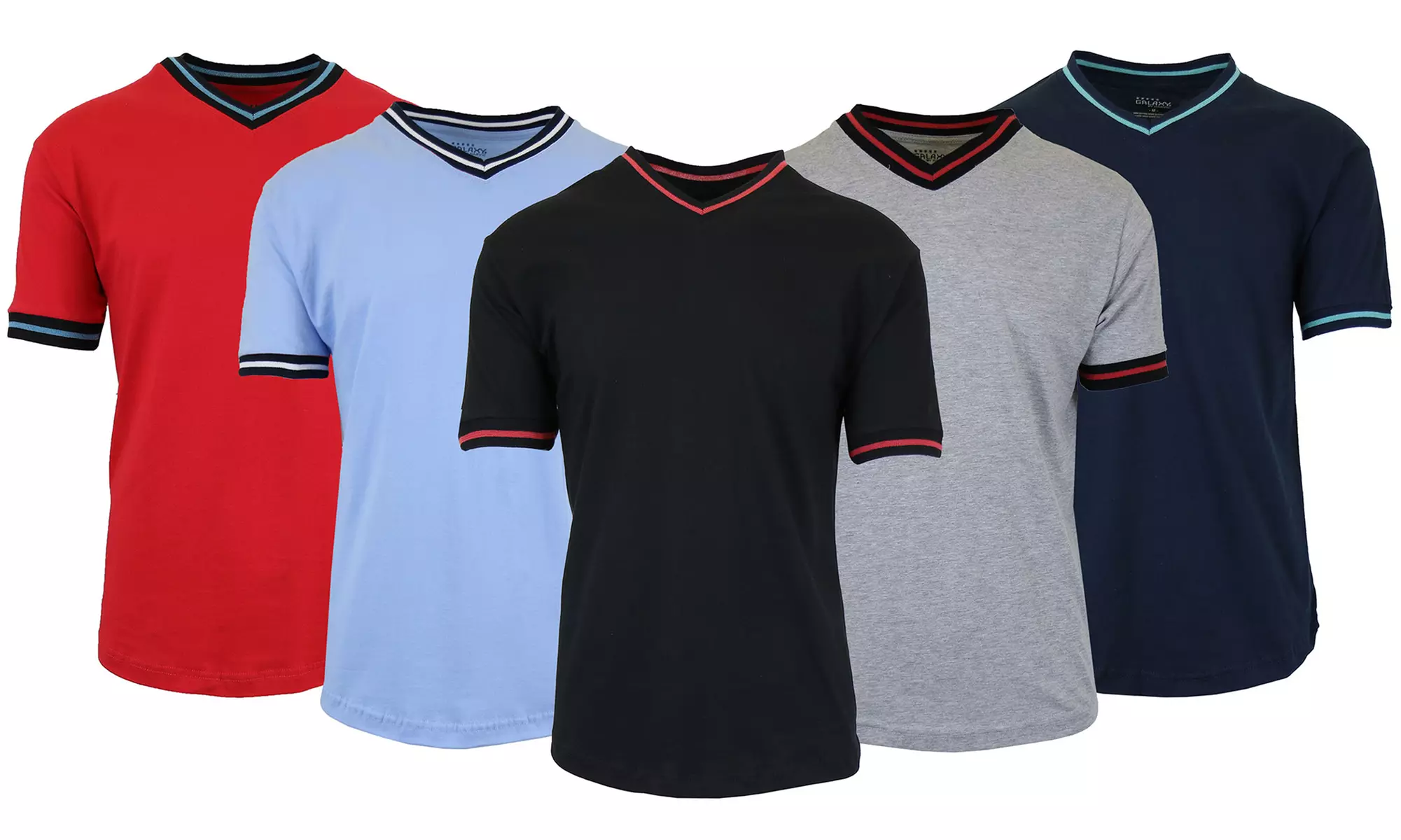 Galaxy by Harvic Men's Slim-Fit V-Neck Egyptian Cotton Short-Sleeve Tees (S–2XL; 3-Pack) - Primary Image