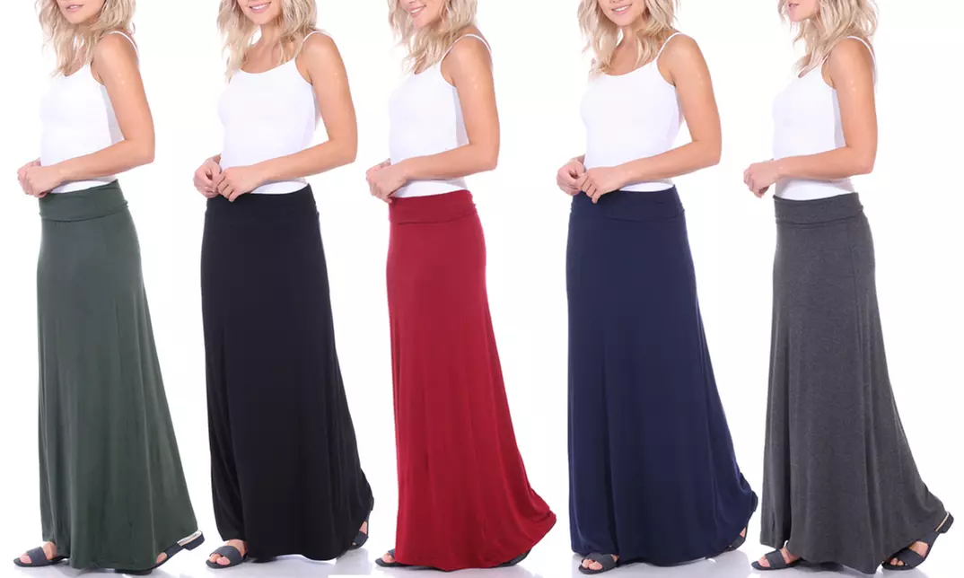 Popana Made in the USA Fold-Over Maxi Skirt. Plus Sizes Available. - Primary Image