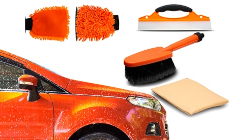 Set per pulizia dell'auto composto da guanti, spazzola e spatola tergicristallo, acquistabili anche separatamente