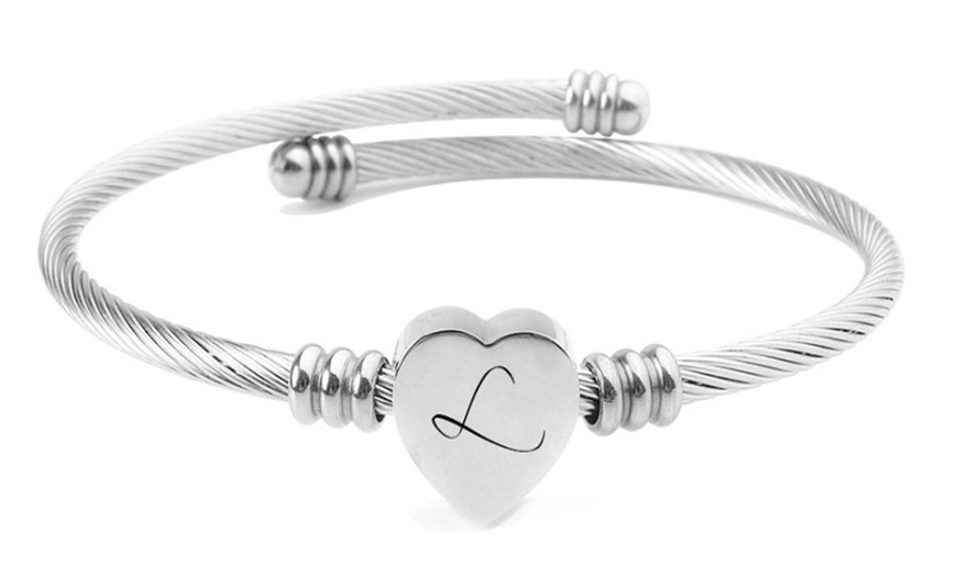 Image 13: Heart Cable Initial Bracelet