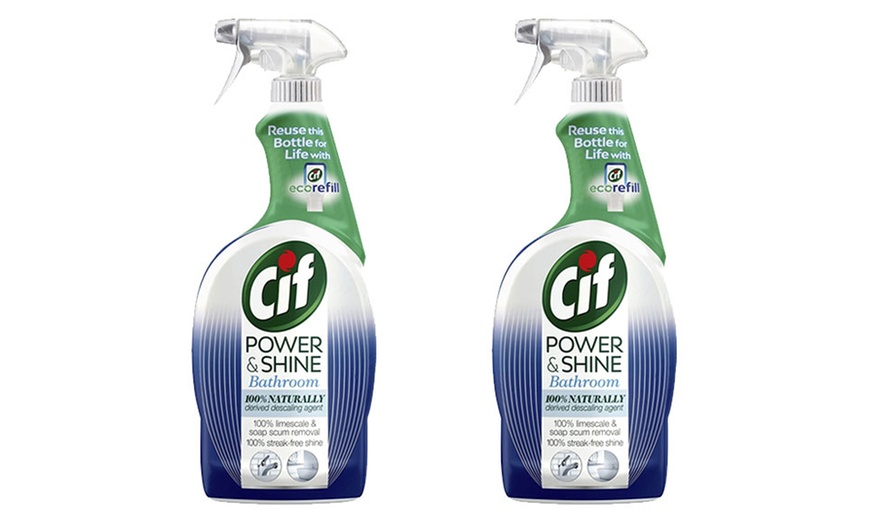 Image 3: Two CIF Power and Shine Bathroom Sprays 700ml