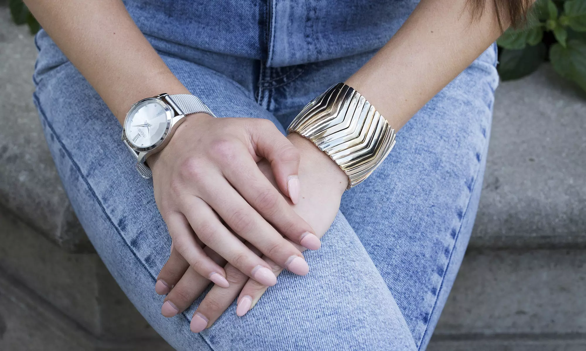 Steve Madden Ladies Round Dial Watch With Free Bangle Bracelet - Primary Image