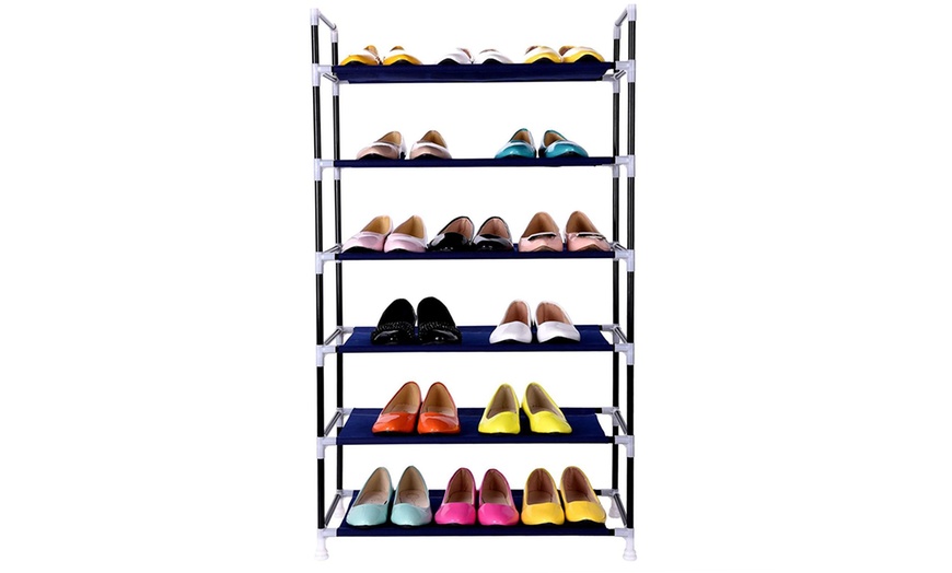 Image 19: Canvas Shelved Shoe Storage Unit