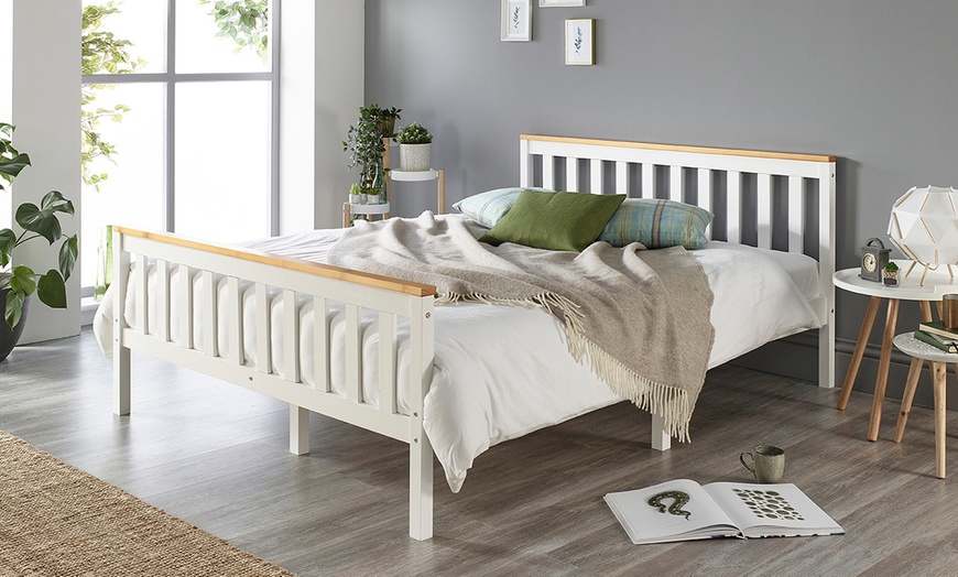 Image 6: Solid Wood Shaker Bed Frame with Optional Double Comfort Mattress