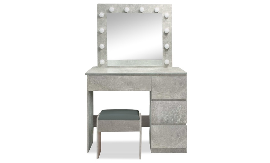 Image 2: Compact Makeup Vanity with LED Mirror, Stool and Storage