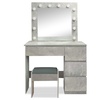 Image 2: Compact Makeup Vanity with LED Mirror, Stool and Storage