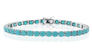 Turquoise Tennis Bracelet in 18K White Gold Plating