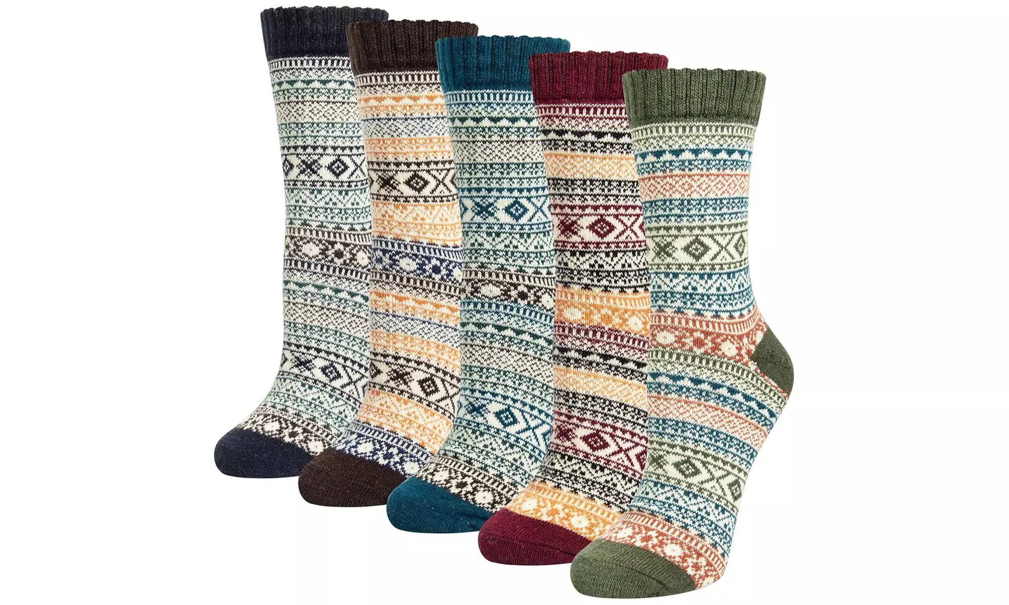1x, 5x oder 10x Damen-Socken mit Norweger-Muster