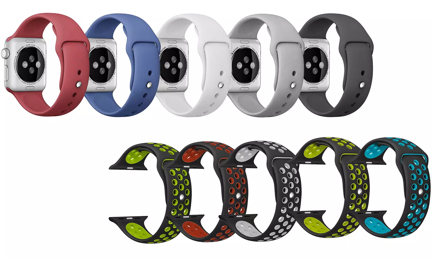 Cinturini di ricambio compatibili con la serie Apple Watch disponibili in 2 modelli, diversi colori e 2 dimensioni - Primary Image