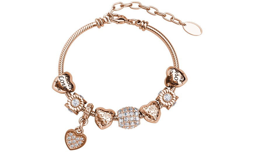 Image 3: Drop Heart Charm Bracelet Made with Crystals from Swarovski®
