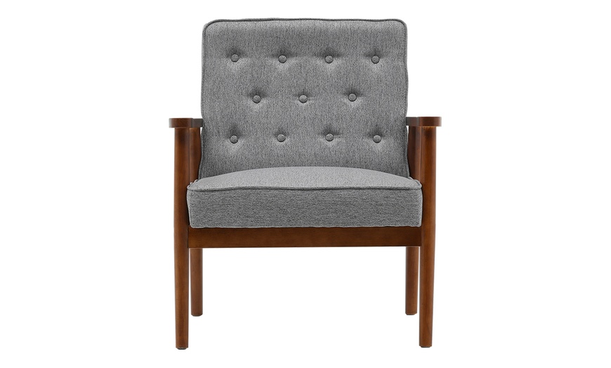 Image 4: Modern-Design Wood Frame Upholstered Lounge Chair