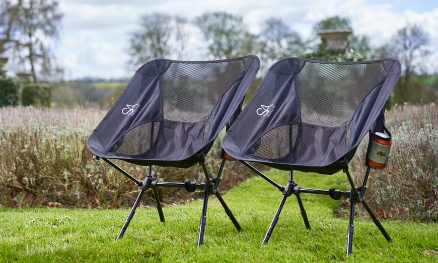 Image 1: Set of Two Folding Camping and Garden Chairs with Storage Bags