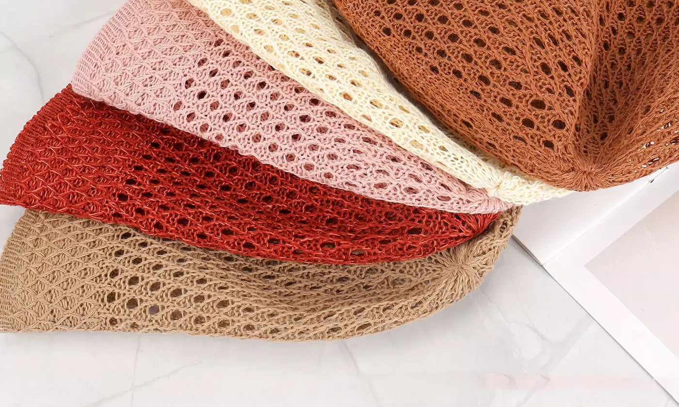 Women's Summer Knit Wide Brim Foldable Bucket Hat