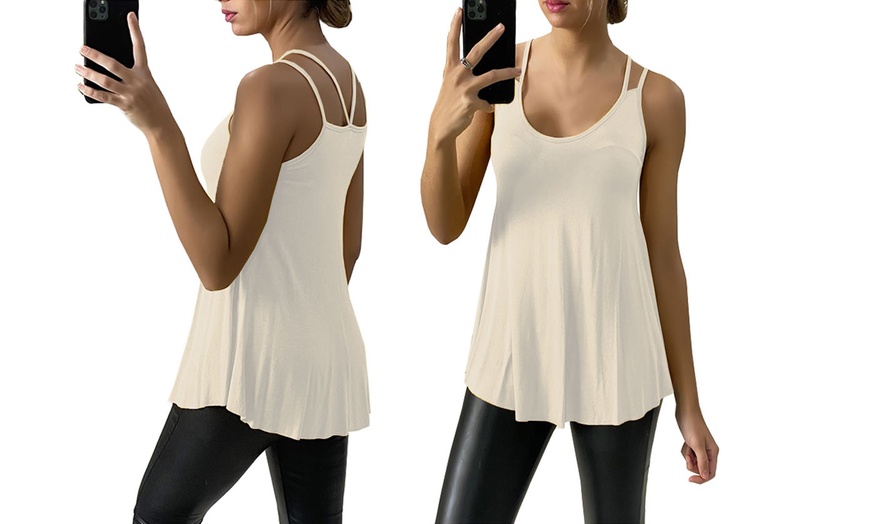 Image 3: Spaghetti Strap Loose Fit Swing Vest Top