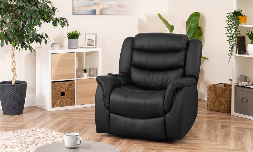 Image 3: Carmona Lift-Assist Electric Riser Recliner with Massage and Heat