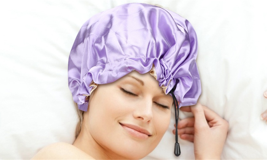 Image 7: Adjustable Satin Bonnet Night Sleep Cap